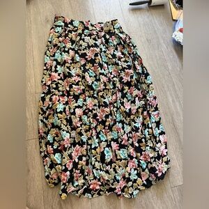 Vintage Floral Black Skirt